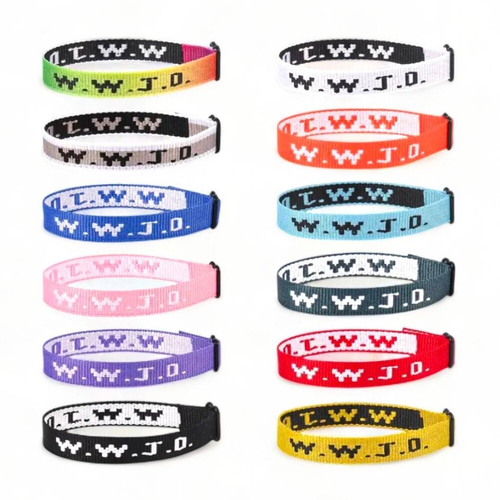 NEW - W.W.J.D WHAT WOULD JESUS DO BRACELETS - 14 COLORS OPTIONS (1PC)
